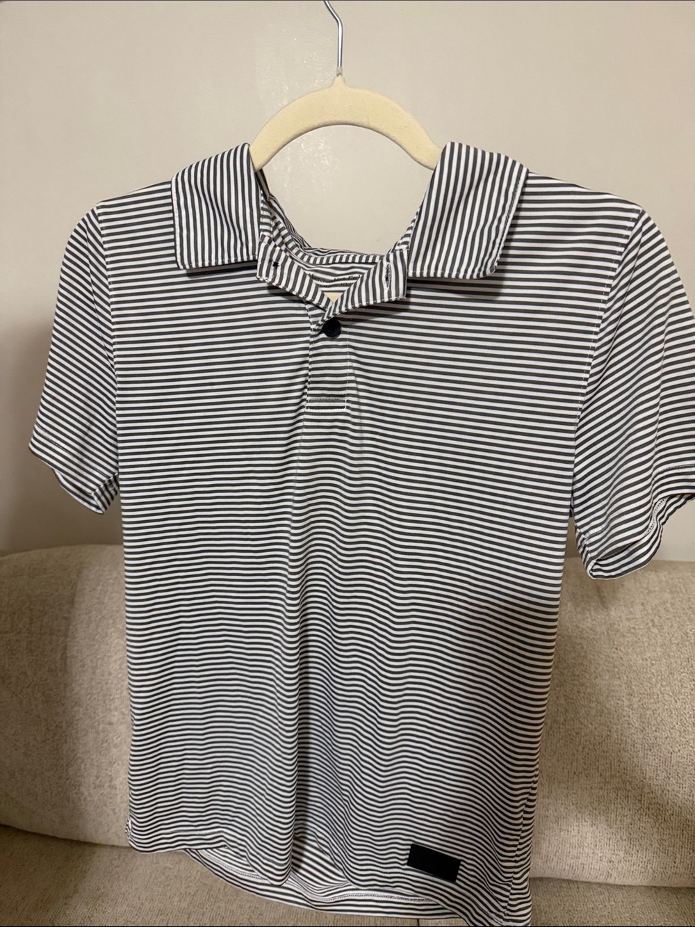 Abercrombie & Fitch Black and White Striped Polo